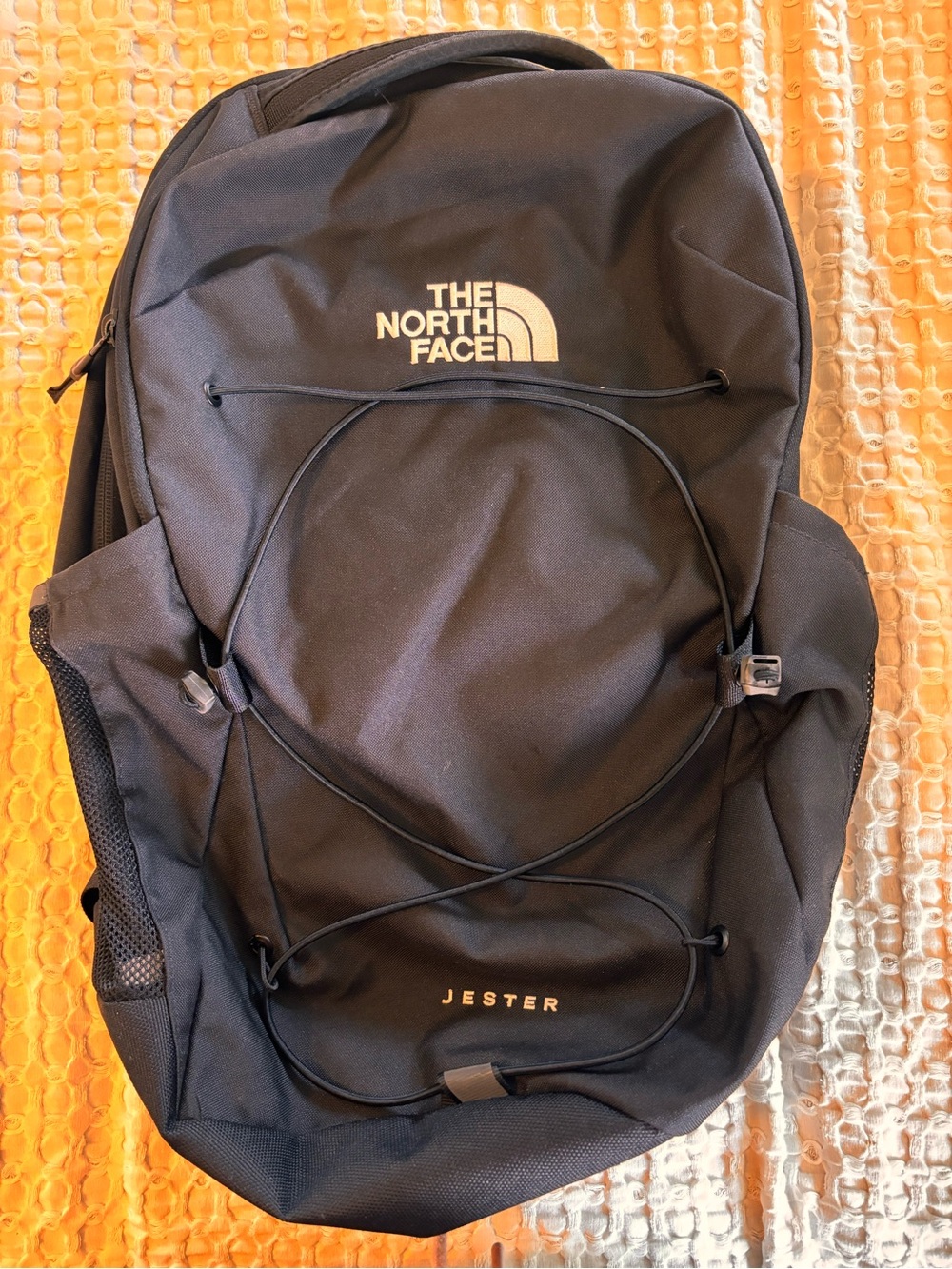 The North Face Jester Black Backpack with Bungee Front